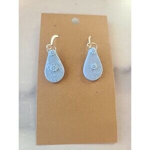 Polymer Clay Blue Floral Dangling Earrings New